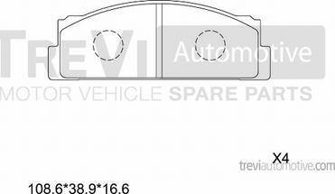 Trevi Automotive PF1349 - Тормозные колодки, дисковые, комплект autospares.lv