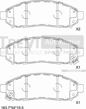 Trevi Automotive PF1343 - Тормозные колодки, дисковые, комплект autospares.lv