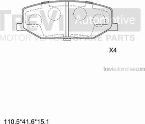 Trevi Automotive PF1358 - Тормозные колодки, дисковые, комплект autospares.lv