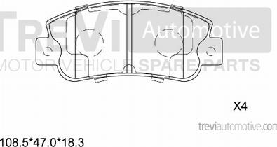 Trevi Automotive PF1353 - Тормозные колодки, дисковые, комплект autospares.lv