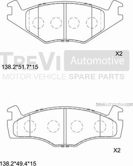 Trevi Automotive PF1357 - Тормозные колодки, дисковые, комплект autospares.lv