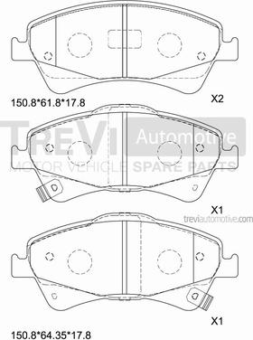 Trevi Automotive PF1369 - Тормозные колодки, дисковые, комплект autospares.lv