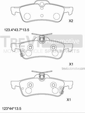 Trevi Automotive PF1364 - Тормозные колодки, дисковые, комплект autospares.lv