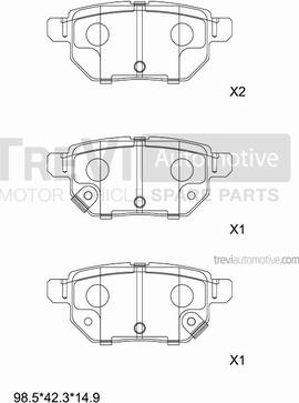 Trevi Automotive PF1365 - Тормозные колодки, дисковые, комплект autospares.lv