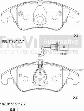 Trevi Automotive PF1366 - Тормозные колодки, дисковые, комплект autospares.lv