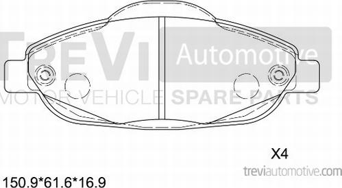 Trevi Automotive PF1360 - Тормозные колодки, дисковые, комплект autospares.lv