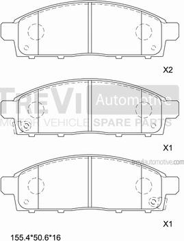 Trevi Automotive PF1361 - Тормозные колодки, дисковые, комплект autospares.lv