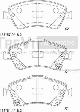 Trevi Automotive PF1368 - Тормозные колодки, дисковые, комплект autospares.lv