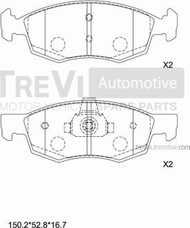 Trevi Automotive PF1362 - Тормозные колодки, дисковые, комплект autospares.lv