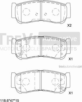 Trevi Automotive PF1309 - Тормозные колодки, дисковые, комплект autospares.lv