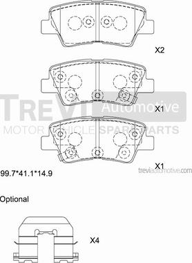 Trevi Automotive PF1306 - Тормозные колодки, дисковые, комплект autospares.lv