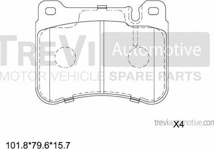 Trevi Automotive PF1308 - Тормозные колодки, дисковые, комплект autospares.lv