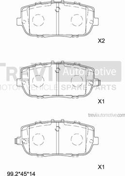 Trevi Automotive PF1303 - Тормозные колодки, дисковые, комплект autospares.lv