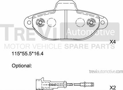 Trevi Automotive PF1319 - Тормозные колодки, дисковые, комплект autospares.lv