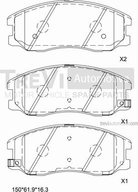 Trevi Automotive PF1315 - Тормозные колодки, дисковые, комплект autospares.lv