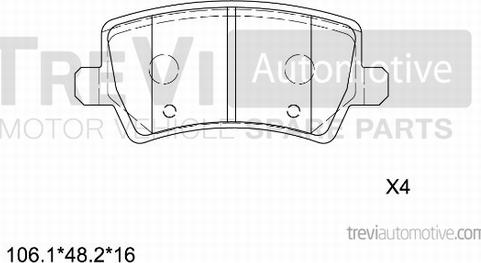 Trevi Automotive PF1311 - Тормозные колодки, дисковые, комплект autospares.lv