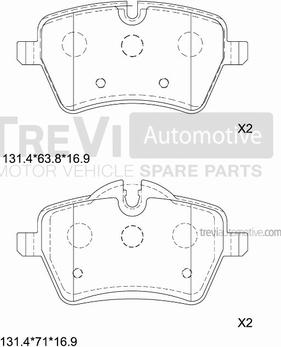 Trevi Automotive PF1389 - Тормозные колодки, дисковые, комплект autospares.lv