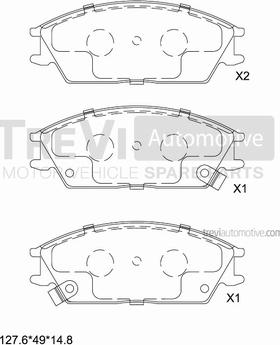 Trevi Automotive PF1386 - Тормозные колодки, дисковые, комплект autospares.lv