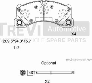 Trevi Automotive PF1380 - Тормозные колодки, дисковые, комплект autospares.lv