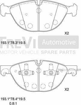 Trevi Automotive PF1388 - Тормозные колодки, дисковые, комплект autospares.lv