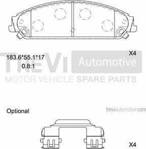 Trevi Automotive PF1387 - Тормозные колодки, дисковые, комплект autospares.lv