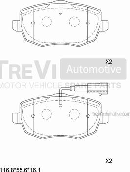 Trevi Automotive PF1336 - Тормозные колодки, дисковые, комплект autospares.lv