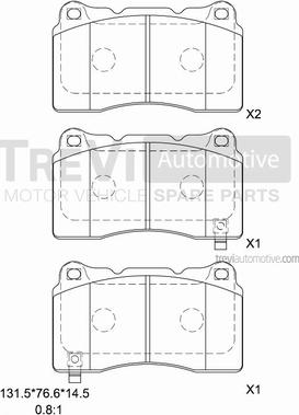 Trevi Automotive PF1330 - Тормозные колодки, дисковые, комплект autospares.lv