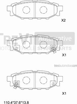 Trevi Automotive PF1322 - Тормозные колодки, дисковые, комплект autospares.lv