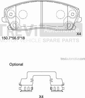 Trevi Automotive PF1327 - Тормозные колодки, дисковые, комплект autospares.lv