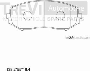 Trevi Automotive PF1378 - Тормозные колодки, дисковые, комплект autospares.lv