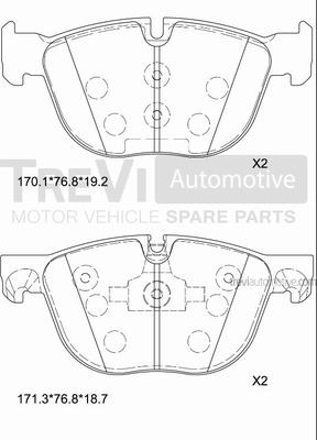 Trevi Automotive PF1373 - Тормозные колодки, дисковые, комплект autospares.lv