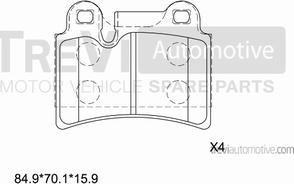 Trevi Automotive PF1294 - Тормозные колодки, дисковые, комплект autospares.lv