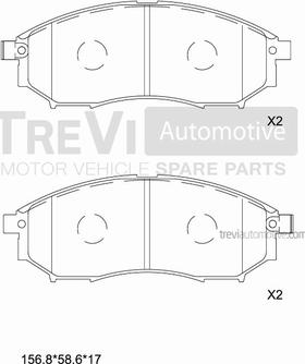 Trevi Automotive PF1295 - Тормозные колодки, дисковые, комплект autospares.lv