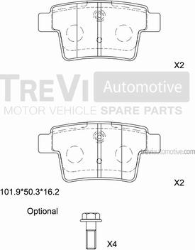 Trevi Automotive PF1298 - Тормозные колодки, дисковые, комплект autospares.lv