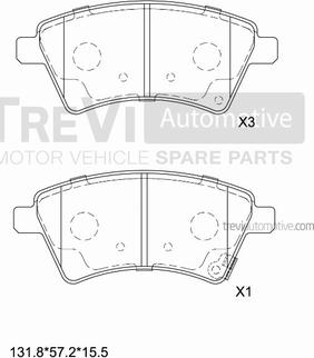 Trevi Automotive PF1292 - Тормозные колодки, дисковые, комплект autospares.lv