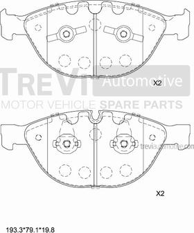 Trevi Automotive PF1297 - Тормозные колодки, дисковые, комплект autospares.lv