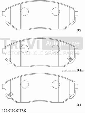 Trevi Automotive PF1245 - Тормозные колодки, дисковые, комплект autospares.lv