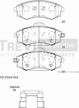 Trevi Automotive PF1247 - Тормозные колодки, дисковые, комплект autospares.lv