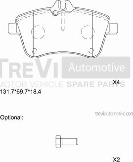 Trevi Automotive PF1251 - Тормозные колодки, дисковые, комплект autospares.lv