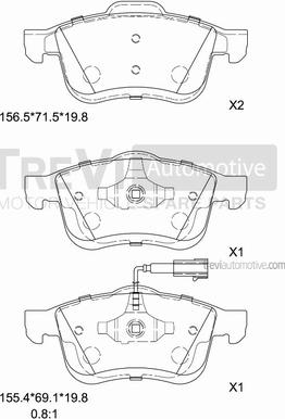 Trevi Automotive PF1266 - Тормозные колодки, дисковые, комплект autospares.lv