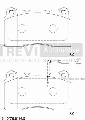 Trevi Automotive PF1262 - Тормозные колодки, дисковые, комплект autospares.lv