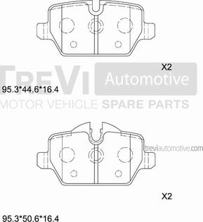 Trevi Automotive PF1267 - Тормозные колодки, дисковые, комплект autospares.lv