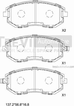 Trevi Automotive PF1205 - Тормозные колодки, дисковые, комплект autospares.lv