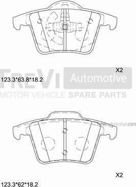 Trevi Automotive PF1202 - Тормозные колодки, дисковые, комплект autospares.lv