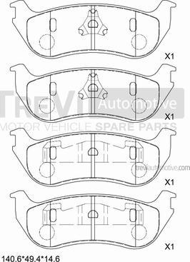 Akebono ACT981 - Тормозные колодки, дисковые, комплект autospares.lv