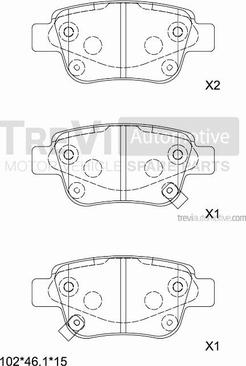 Trevi Automotive PF1210 - Тормозные колодки, дисковые, комплект autospares.lv