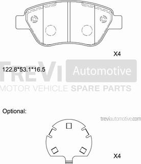 Trevi Automotive PF1218 - Тормозные колодки, дисковые, комплект autospares.lv