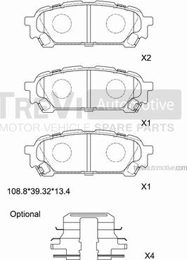 Trevi Automotive PF1286 - Тормозные колодки, дисковые, комплект autospares.lv