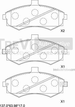 Trevi Automotive PF1281 - Тормозные колодки, дисковые, комплект autospares.lv