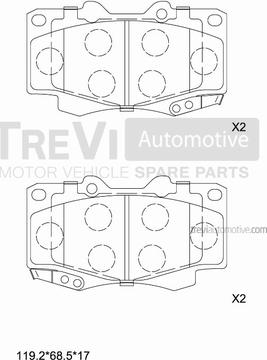 Trevi Automotive PF1283 - Тормозные колодки, дисковые, комплект autospares.lv